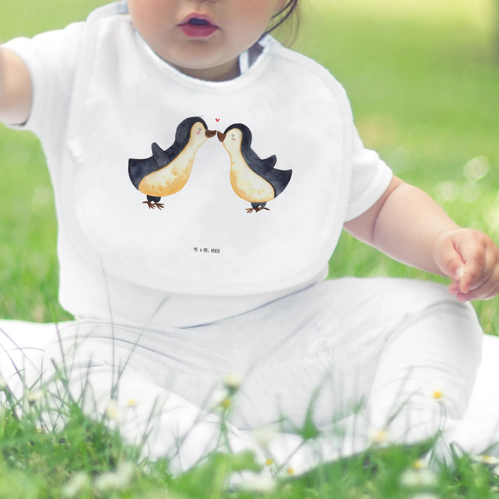 Organiczne śliniaczki Pingwin Miłość Miłość, partner, przyjaciel, przyjaciółka, mąż, żona, wesele, zaręczyny, prośba o rękę, prezent miłosny, rocznica, dzień ślubu