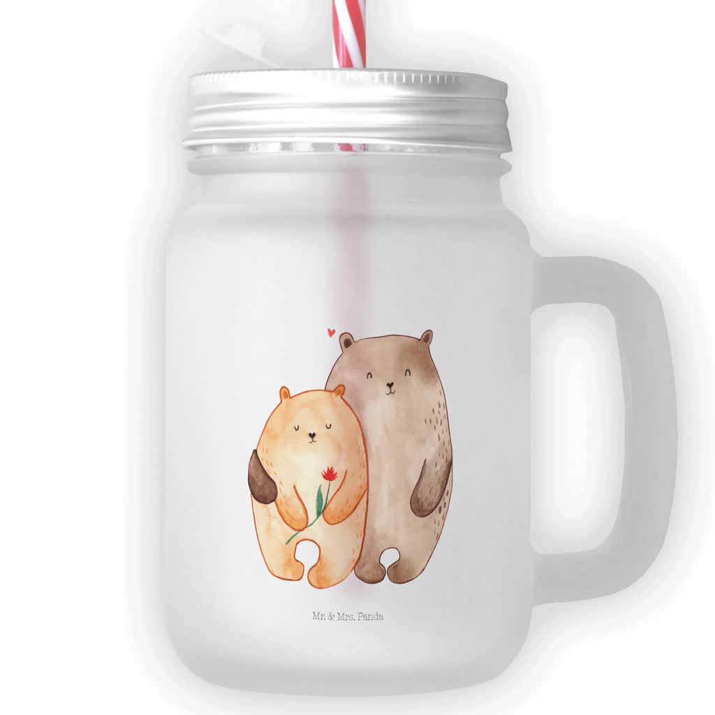 Szklanka Mason Jar Miłość niedźwiedzi Miłość, partner, przyjaciel, przyjaciółka, mąż, żona, wesele, zaręczyny, prośba o rękę, prezent miłosny, rocznica, dzień ślubu