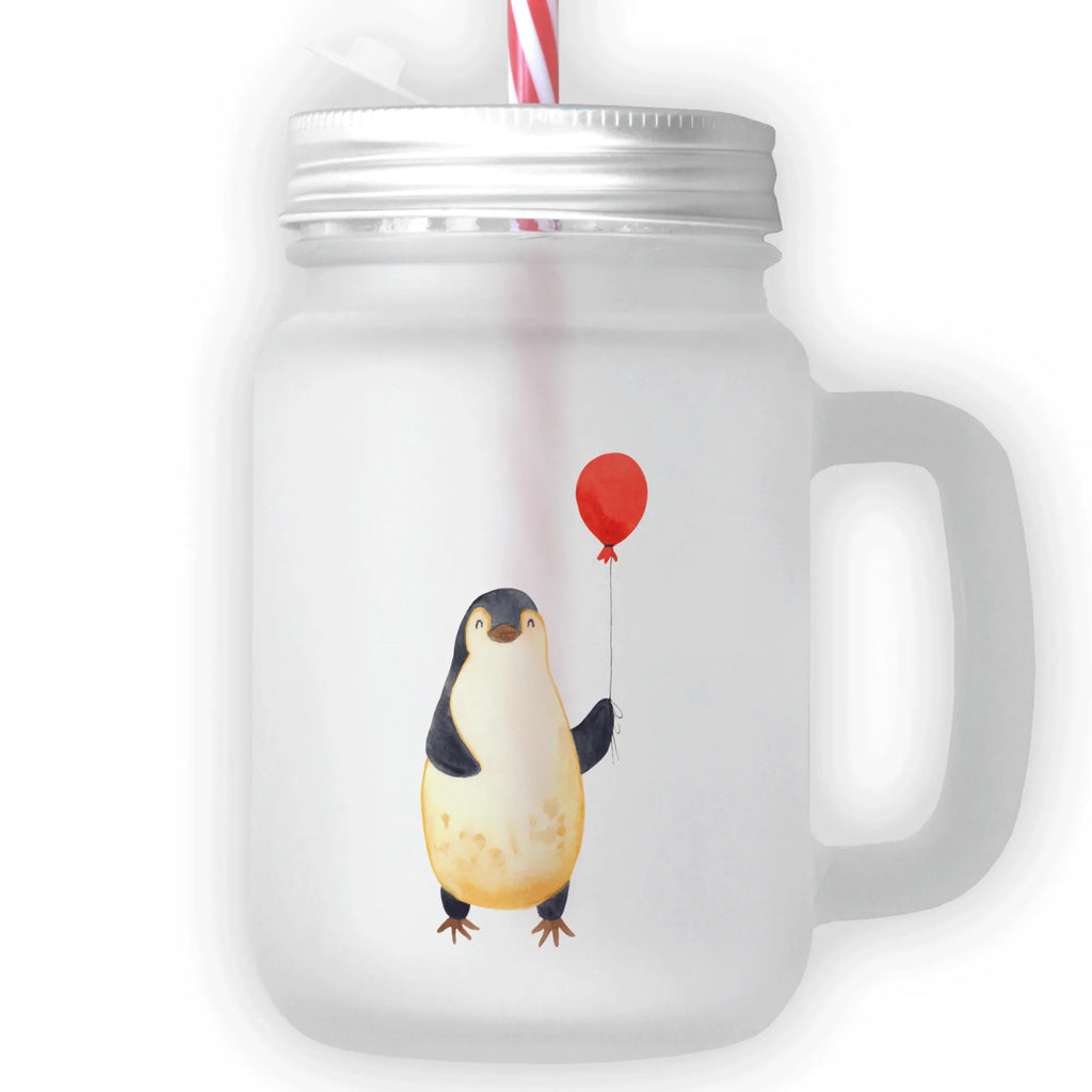 Mason jar drinking glass Penguin balloon cocktail glass, preserving glass, glass, summer glass, handle glass, drinking glass, Mason Jar, Penguin, North Pole, Winter, Penguins, daydreams, happiness, gift idea, balloon, motivation, new start, love, love of life, new life, best friend, gift girlfriend, penguins