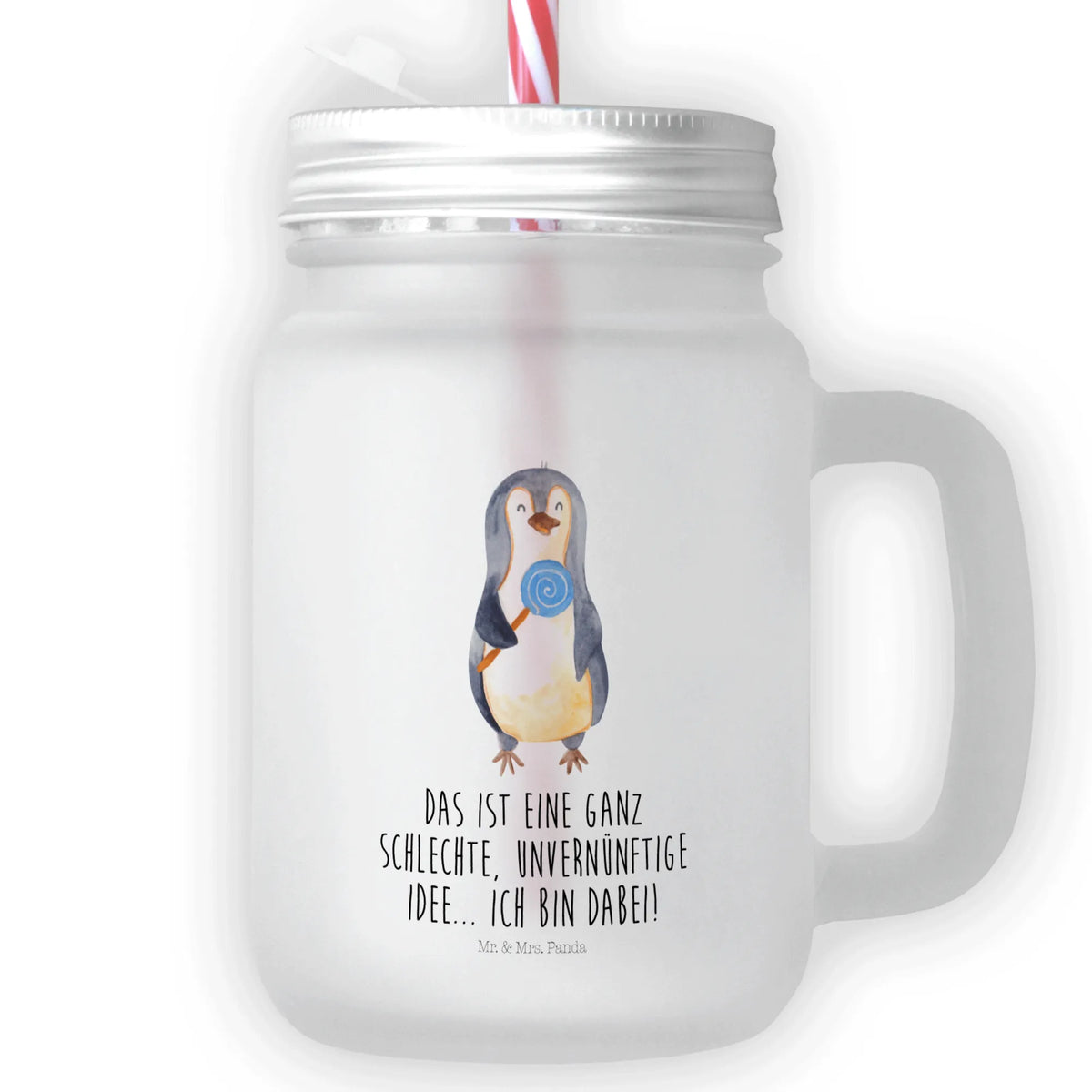 Szklanka Mason Jar pingwin lizak Pinguin