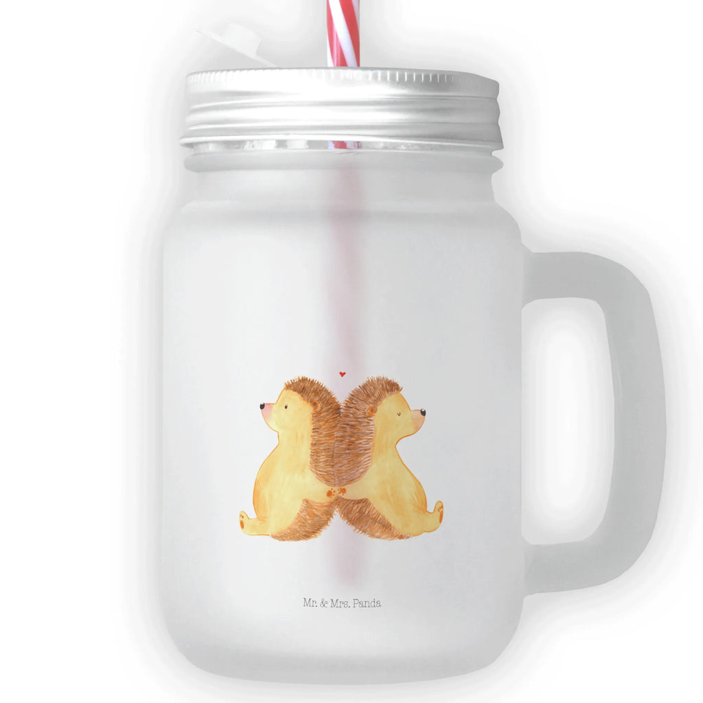 Szklanka Mason Jar Jeże trzymające się za łapki Miłość, partner, przyjaciel, przyjaciółka, mąż, żona, wesele, zaręczyny, prośba o rękę, prezent miłosny, rocznica, dzień ślubu
