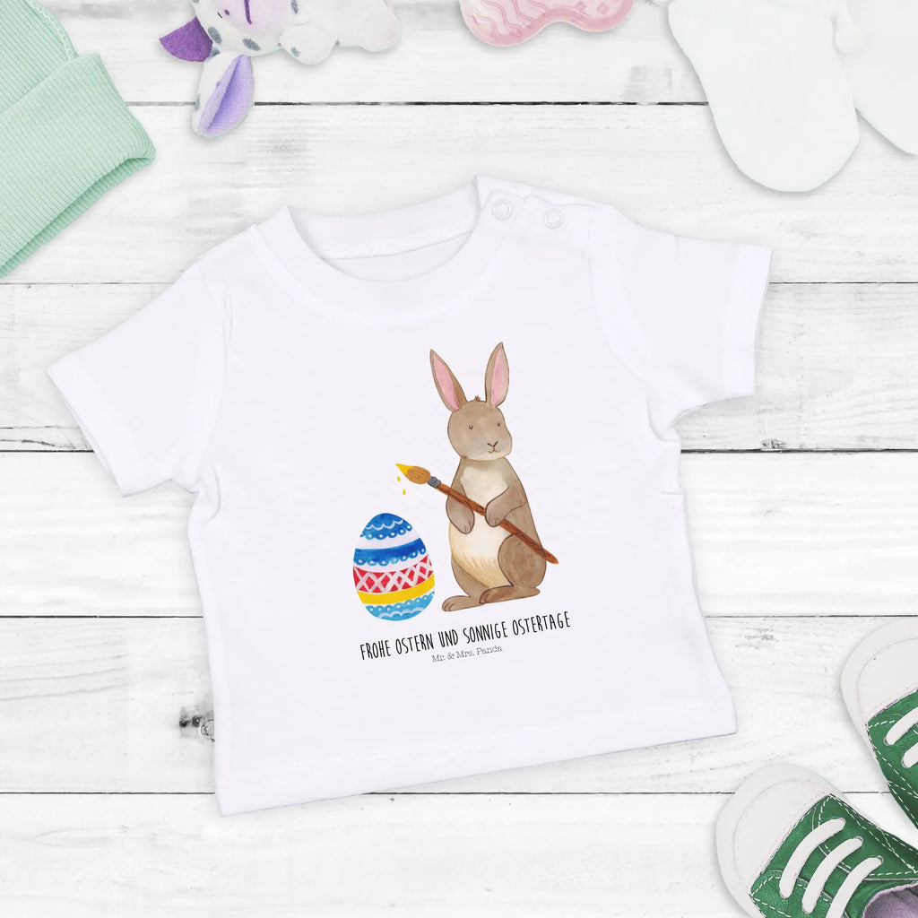 Organic Baby Shirt Hare painting eggs Easter, Easter bunny, Happy Easter, Easter egg, Easter flower, rabbit, egg painting, painted Easter eggs, Easter greetings