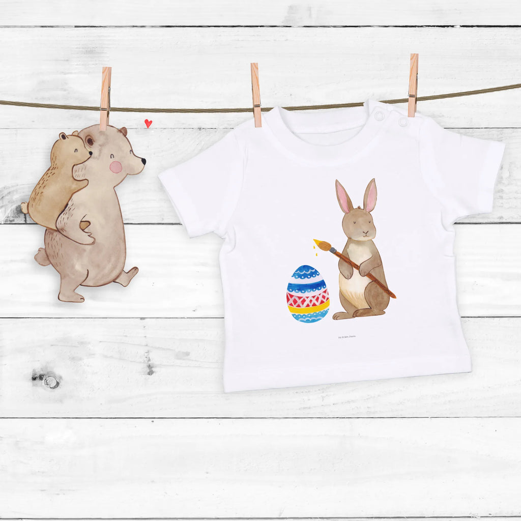 Organic Baby Shirt Hare painting eggs Easter, Easter bunny, Happy Easter, Easter egg, Easter flower, rabbit, egg painting, painted Easter eggs, Easter greetings