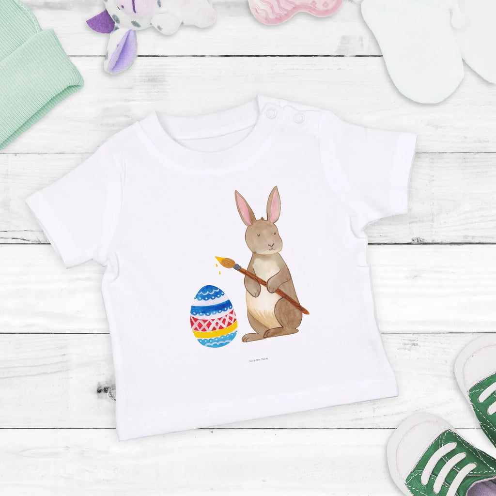 Organic Baby Shirt Hare painting eggs Easter, Easter bunny, Happy Easter, Easter egg, Easter flower, rabbit, egg painting, painted Easter eggs, Easter greetings