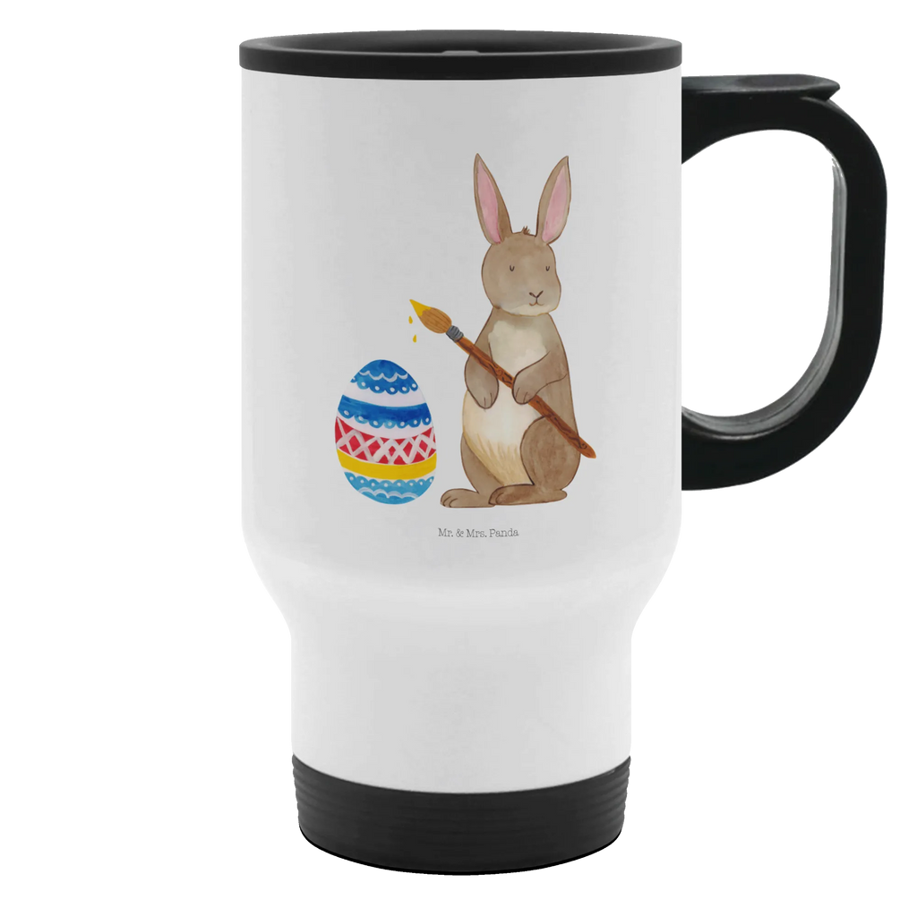 Insulated mug Hare painting eggs travel mug, travel coffee mug, Thermo cup, To Go mug, Coffee mug, Thermo mug, Insulated mug, Easter, Easter bunny, rabbit, Easter greetings, Easter egg, Happy Easter, painted Easter eggs, egg painting, Easter flower