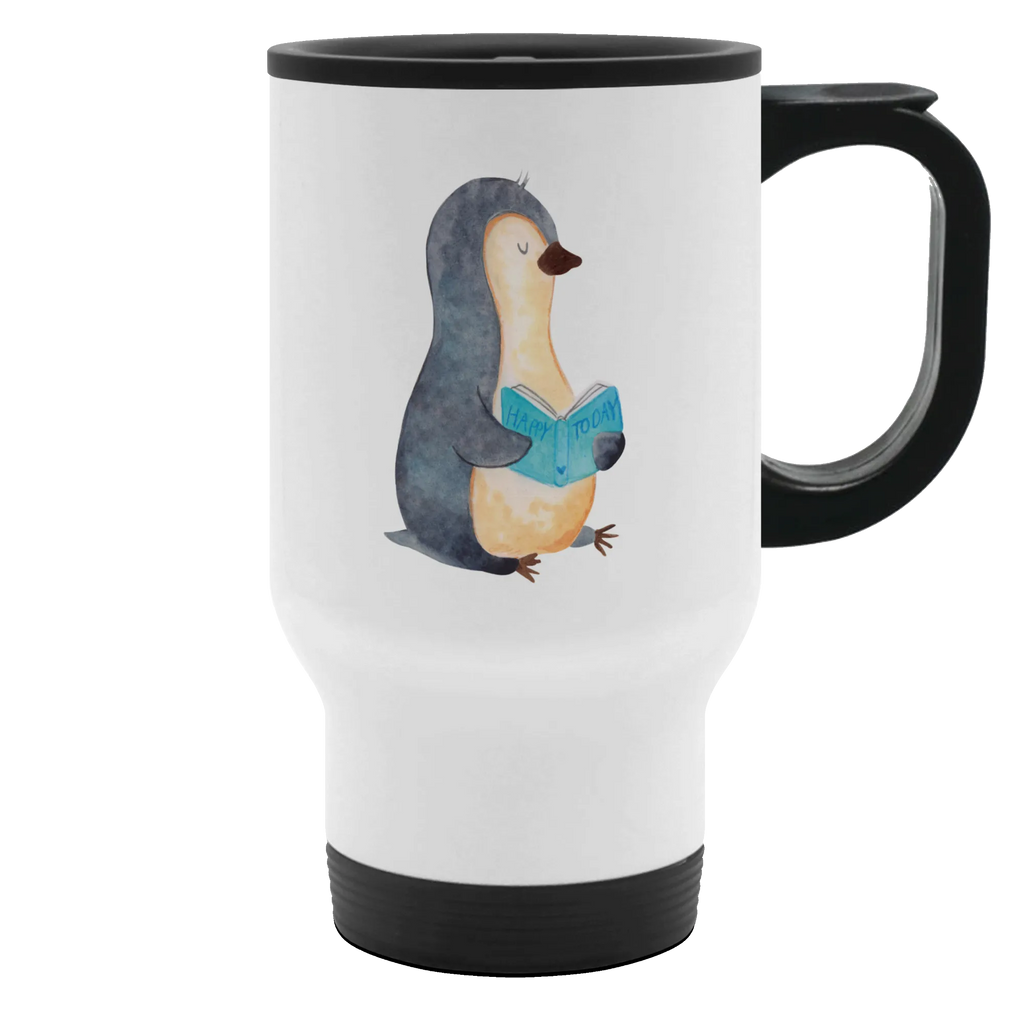 Insulated mug Penguin A book travel coffee mug, travel mug, Coffee mug, Thermo cup, Insulated mug, To Go mug, Thermo mug, Penguin, North Pole, Winter, Penguins, bookworm, book, leisure, penguins, vacation, reading, holidays, doing nothing, lazing around