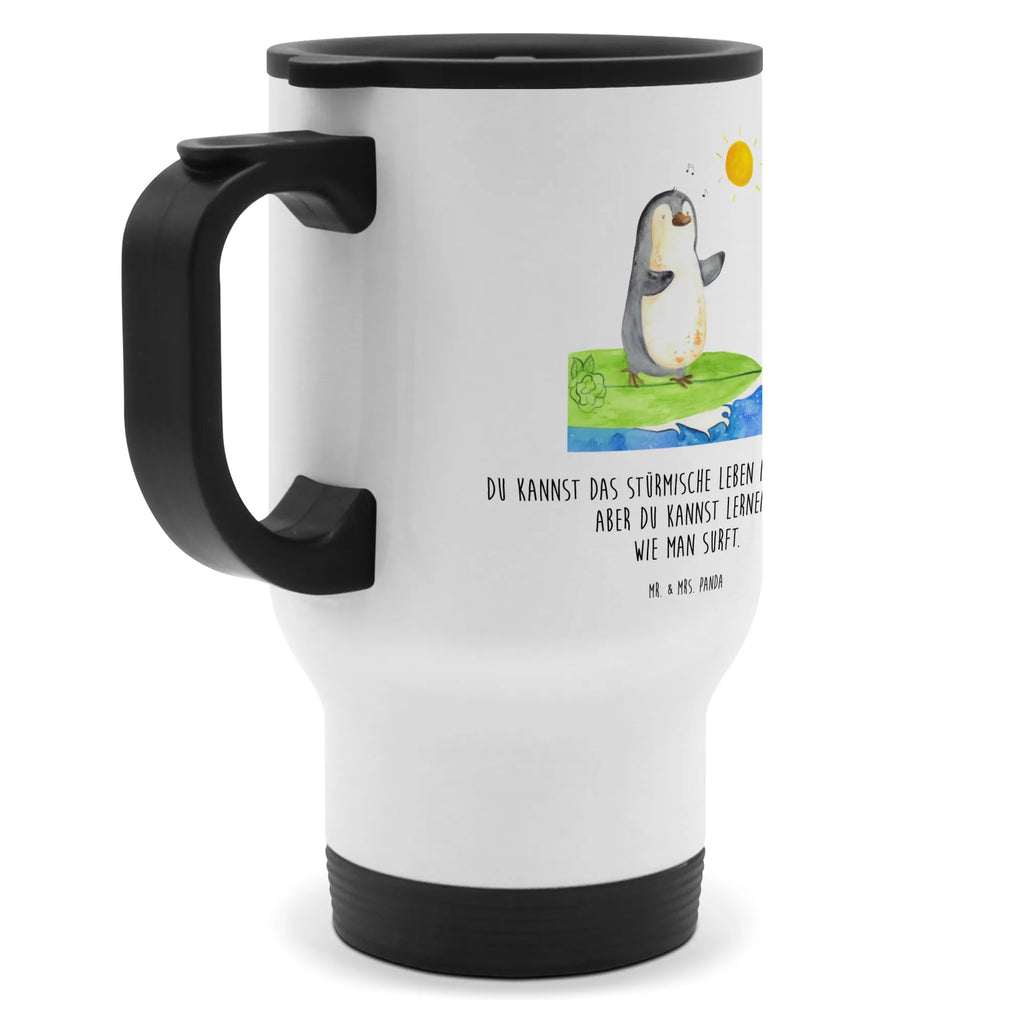 Insulated mug Penguin surfer travel coffee mug, Thermo mug, travel mug, Thermo cup, Insulated mug, To Go mug, Coffee mug, Penguin, North Pole, Winter, Penguins, holidays, wave riding, waves, surfing, surfers, penguins, Portugal, Hawaii