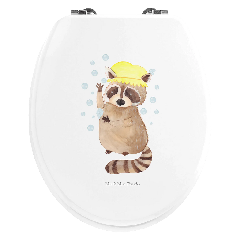 Motiv WC Sitz Waschbär Toilette, Klobrille, Toilettendeckel, WC-Sitz, Klodeckel, Tiermotive, Gute Laune, lustige Sprüche, Tiere, Seifenblasen, Plan, Waschbär, waschen, Fröhlich, Tagträumen