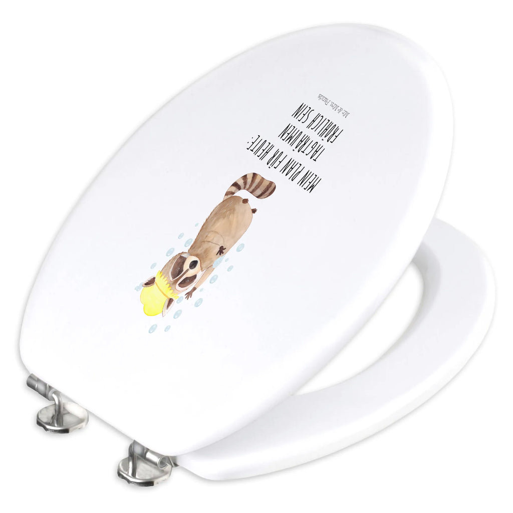 Motiv WC Sitz Waschbär Toilette, Klobrille, Toilettendeckel, WC-Sitz, Klodeckel, Tiermotive, Gute Laune, lustige Sprüche, Tiere, Seifenblasen, Plan, Waschbär, waschen, Fröhlich, Tagträumen