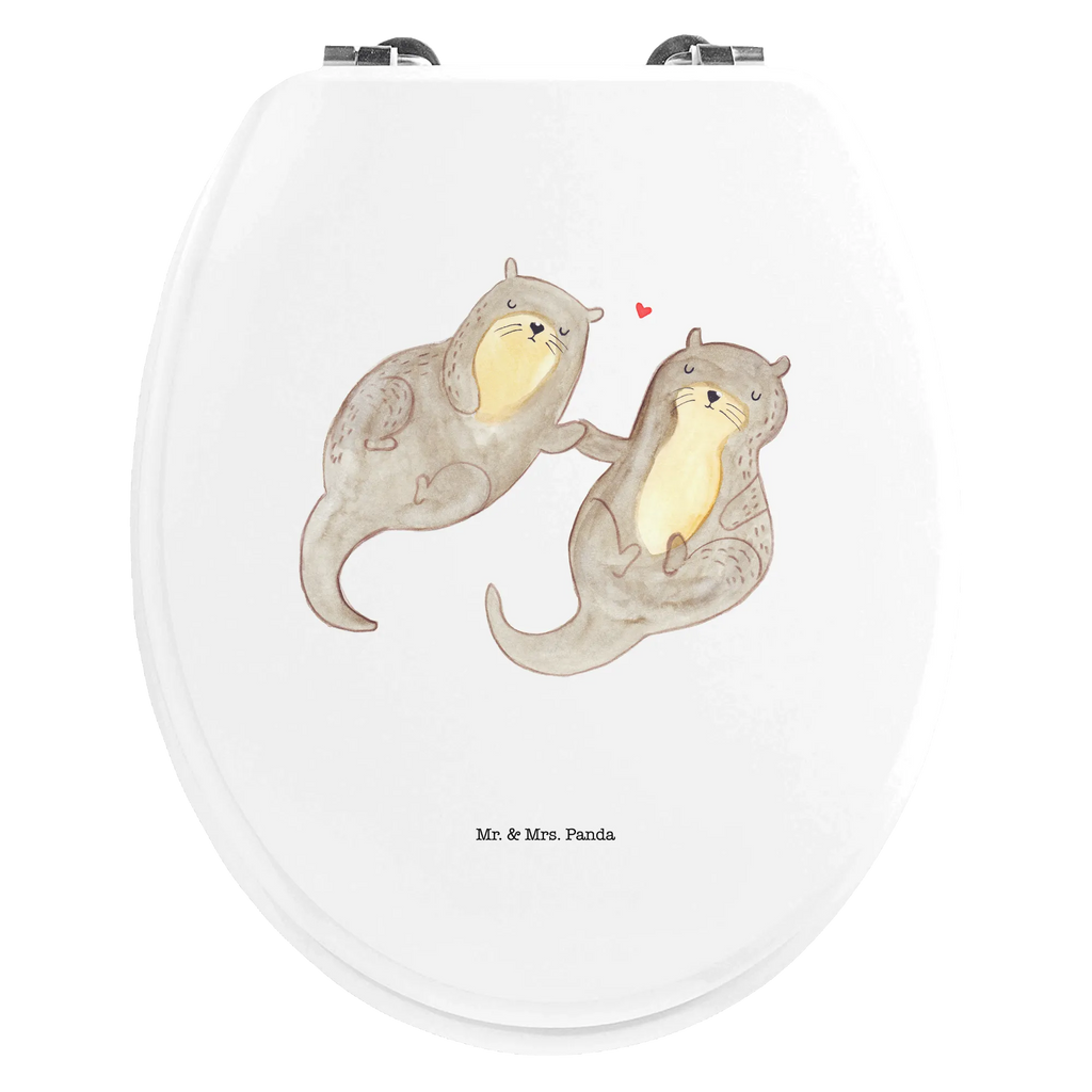 Motiv WC Sitz Otter händchenhaltend Toilette, Klodeckel, Toilettendeckel, Klobrille, WC-Sitz, Otter, Fischotter, Seeotter, Otter Seeotter See Otter