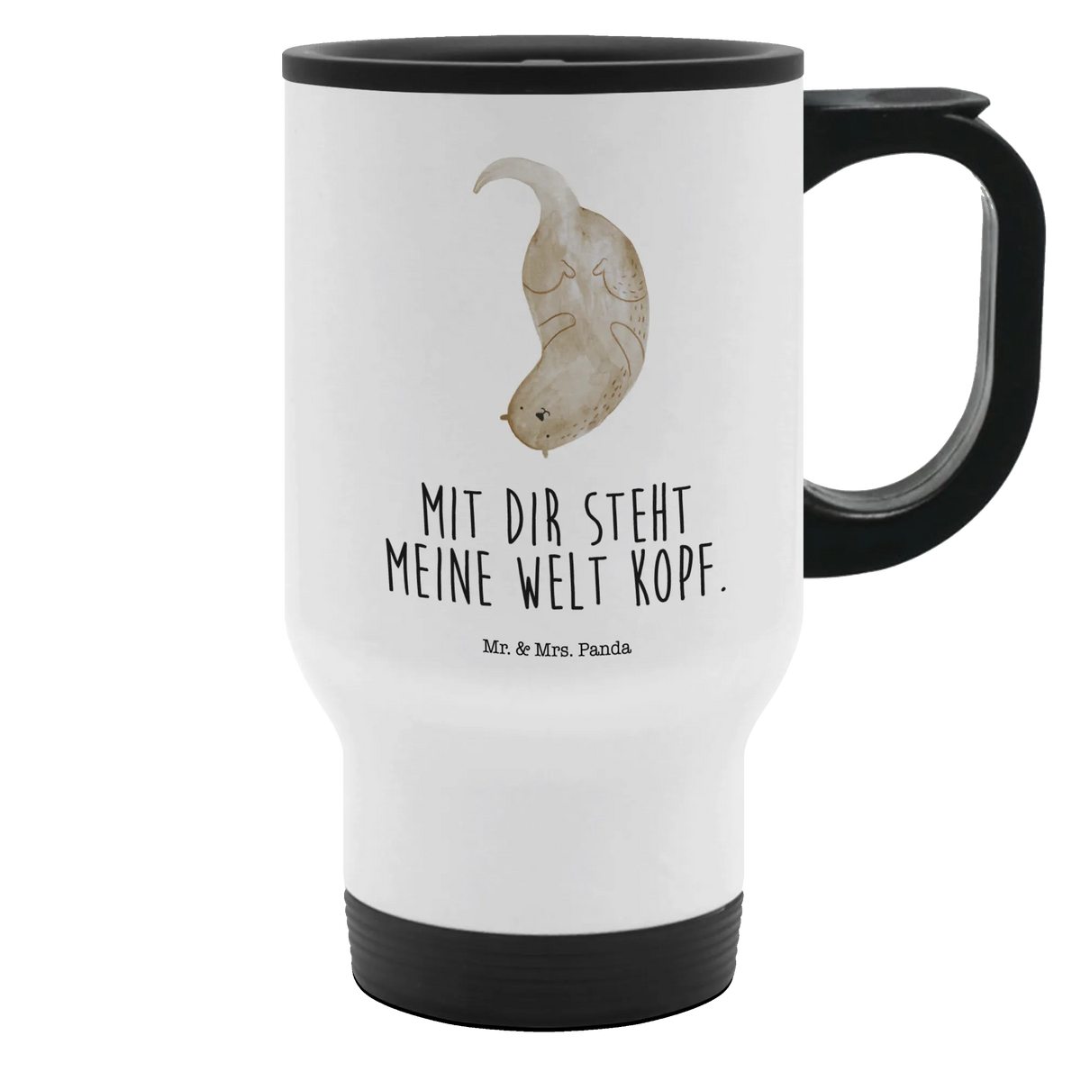 Insulated mug otter upside down animal lover, marten, sea otter, European otter, water mammal, aquatic animal, baby otter, predator, water, otter gifts, gift ideas for animal lovers, animal, mammal, water animal, gifts for people in love, Otter Sea Otter Lake Otter