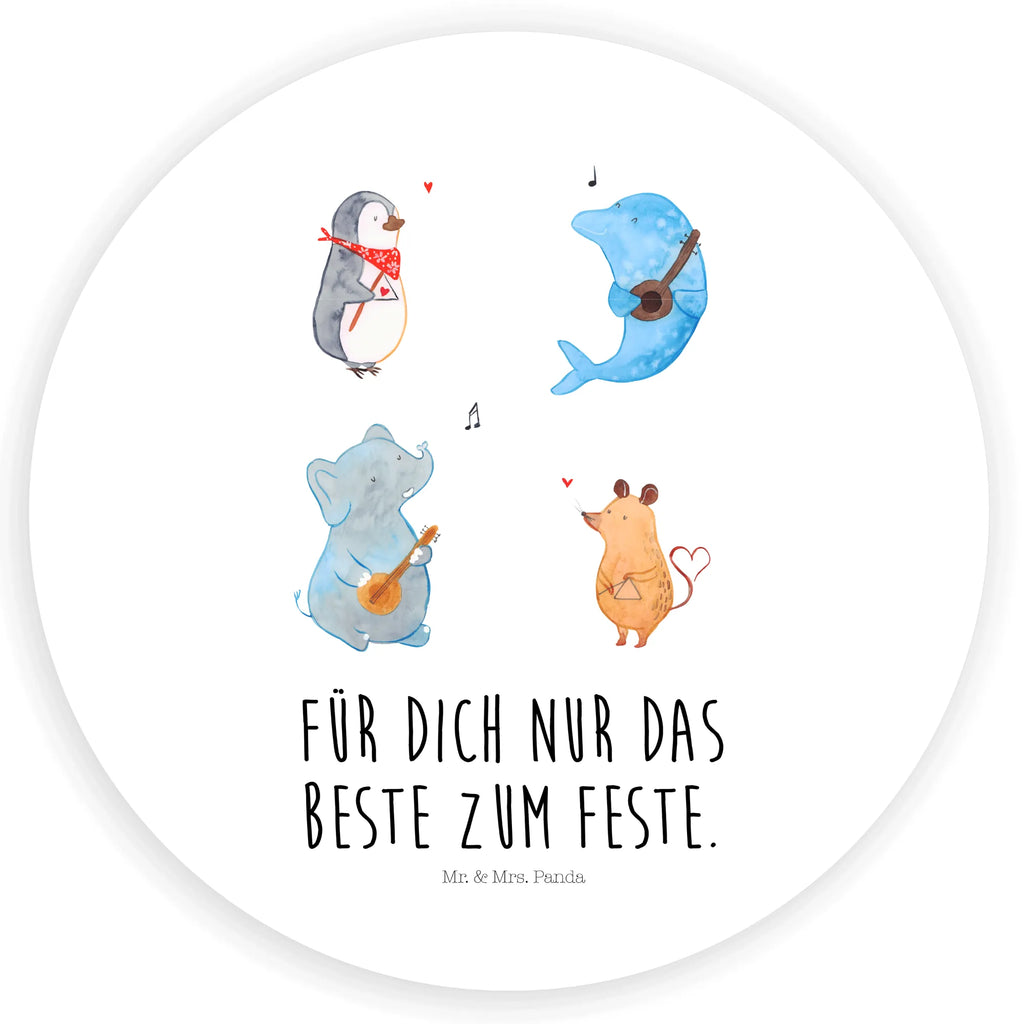 120mm okrągła naklejka Wielki zespół Etikett, Aufkleber, Sticker, Tiermotive, Lustige Sprüche, Tiere, Gute Laune, Maus, Pinguin, Delfin, Band, Musikanten, Musik, Gitarre, Elefant, Hund, Triangel