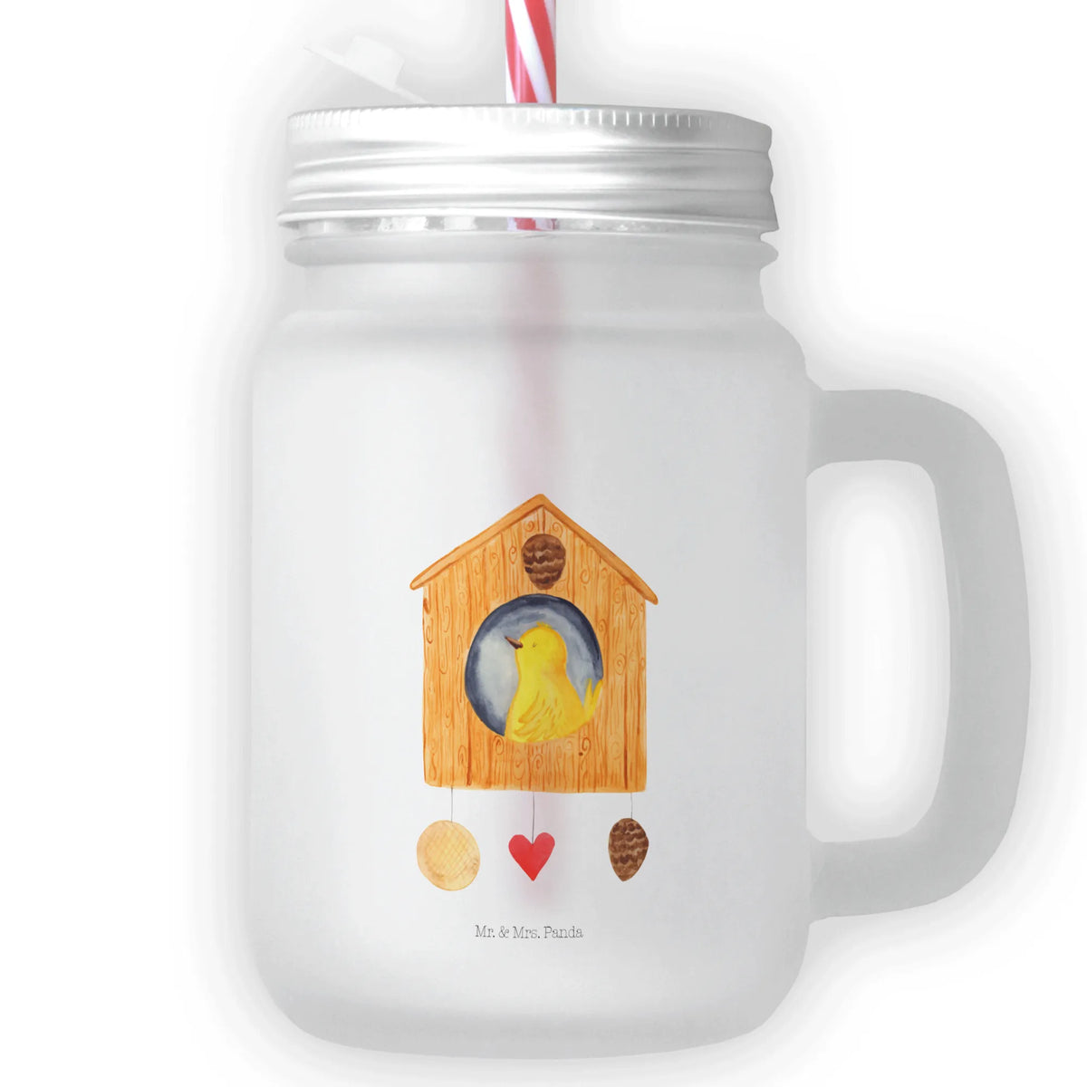 Trinkglas Mason Jar Vogel Haus