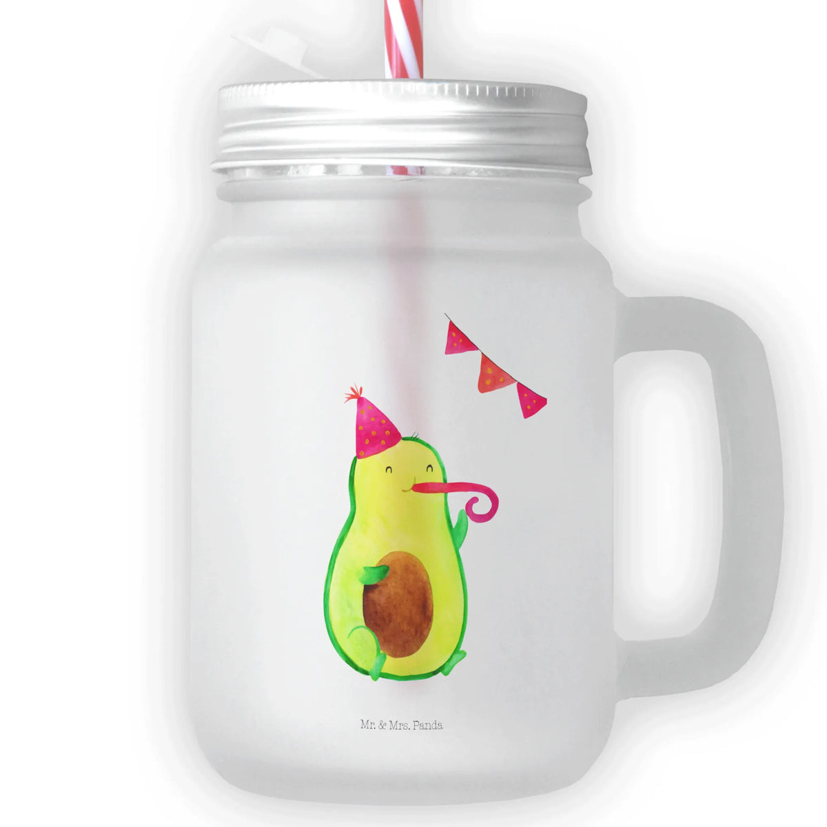 Mason jar drinking glass avocado party time