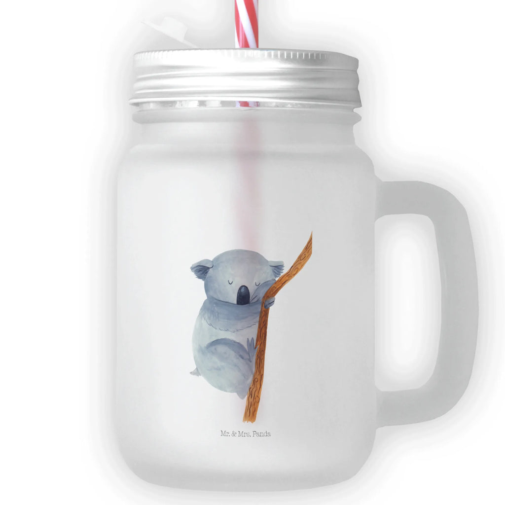 Mason jar drinking glass koala handle glass, cocktail glass, drinking glass, glass, preserving glass, Mason Jar, summer glass, small animals, cute, funny, cute animal motives, hand drawn, small world, funny sayings, good mood, happy, gifts, gift ideas, special gifts, animal lover, card, dream, koala bear, bedroom, sleeping, bear, Koala, dreamland