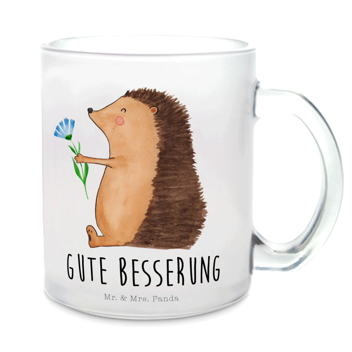 Glass tea cup Hedgehog Flower card, gift ideas, gifts, small animals, cute, cute animal motives, hand drawn, funny sayings, good mood, special gifts, animal lover, recovery wishes, hospital, visit, sick, get well soon, illness