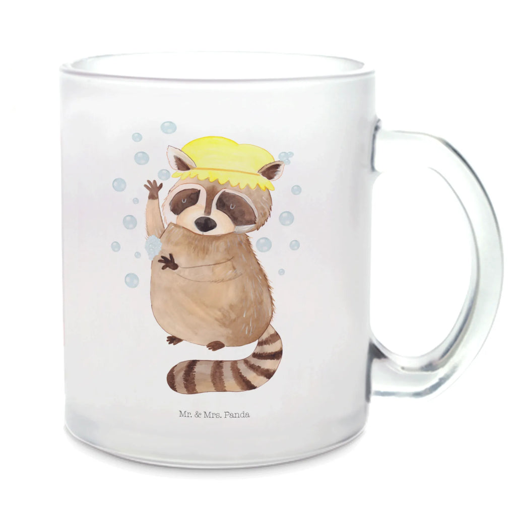 Glass tea cup Raccoon mug, Tea cup, tea glass, glass, tea, small animals, cute, funny, cute animal motives, hand drawn, small world, funny sayings, good mood, happy, gifts, gift ideas, special gifts, animal lover, card, daydreaming, raccoon, plan, wash, soap bubbles