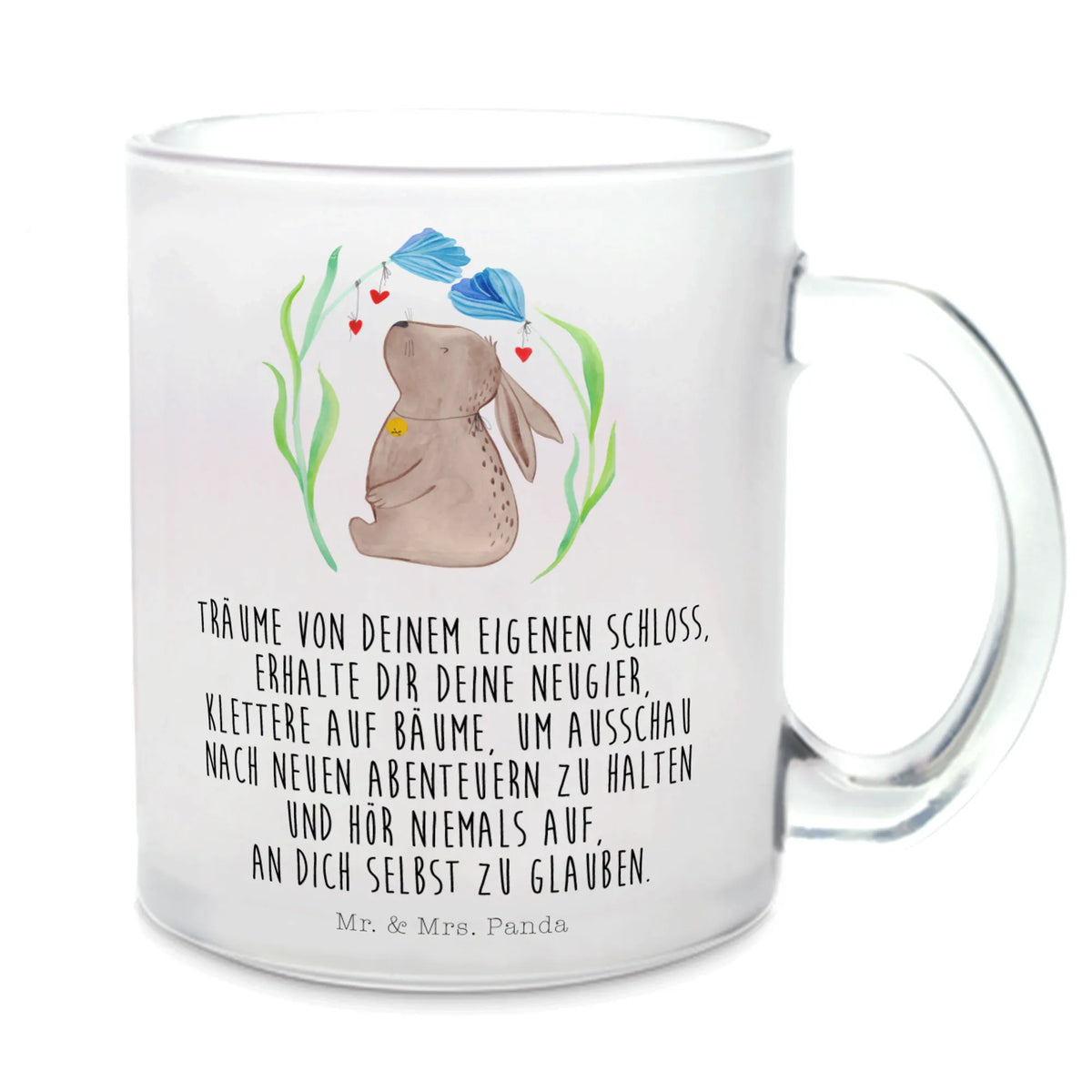 Glass tea cup Hare flower Tea cup, glass, mug, tea glass, tea, Easter, Easter bunny, Bunny, baptism, hope, pregnancy, child, rabbit, child's birthday, first child, birth, birthday, christening gift, dreams