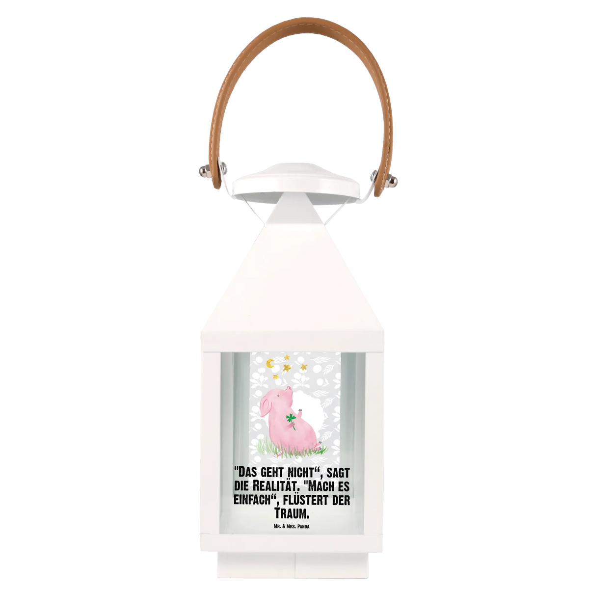 Decorative lantern Pig Luck small animals, cute, cute animal motives, hand drawn, card, funny sayings, good mood, special gifts, animal lover, gifts, gift ideas, piglet, asterisks, stars, Lucky bastard. Luck, lucky charm, goals