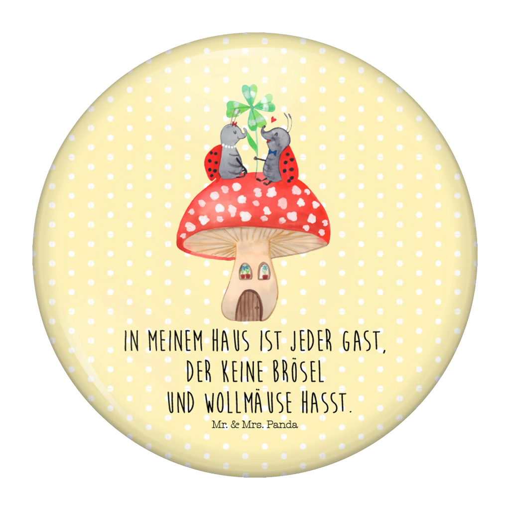 Button ladybug toadstool 50mm Button, Button, Pin, Lapel Pin, small animals, cute, funny, cute animal motives, hand drawn, small world, funny sayings, good mood, happy, gifts, gift ideas, special gifts, animal lover, card, house, at home, toadstool, flat, ladybird, house of fleshy fungi
