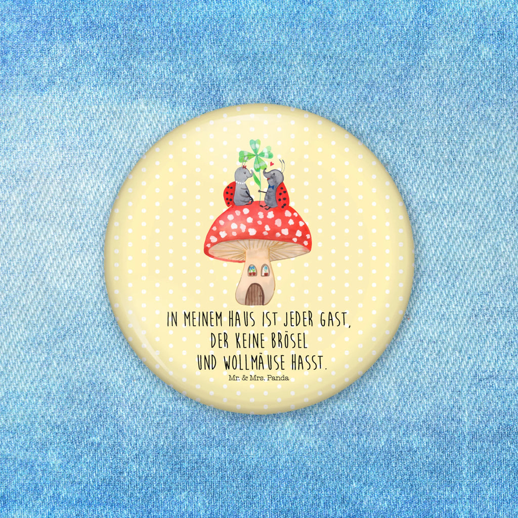 Button ladybug toadstool 50mm Button, Button, Pin, Lapel Pin, small animals, cute, funny, cute animal motives, hand drawn, small world, funny sayings, good mood, happy, gifts, gift ideas, special gifts, animal lover, card, house, at home, toadstool, flat, ladybird, house of fleshy fungi