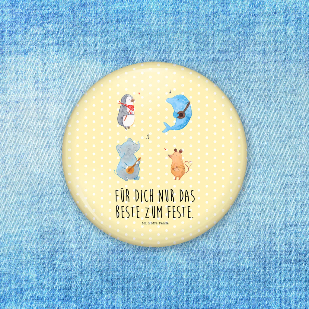 Button Big tape Button, Pin, 50mm Button, Lapel Pin, small animals, cute, funny, cute animal motives, hand drawn, small world, funny sayings, good mood, happy, gifts, gift ideas, special gifts, animal lover, card, dolphin, mouse, band, guitar, dog, elephant, music, musicians, penguin, triangle