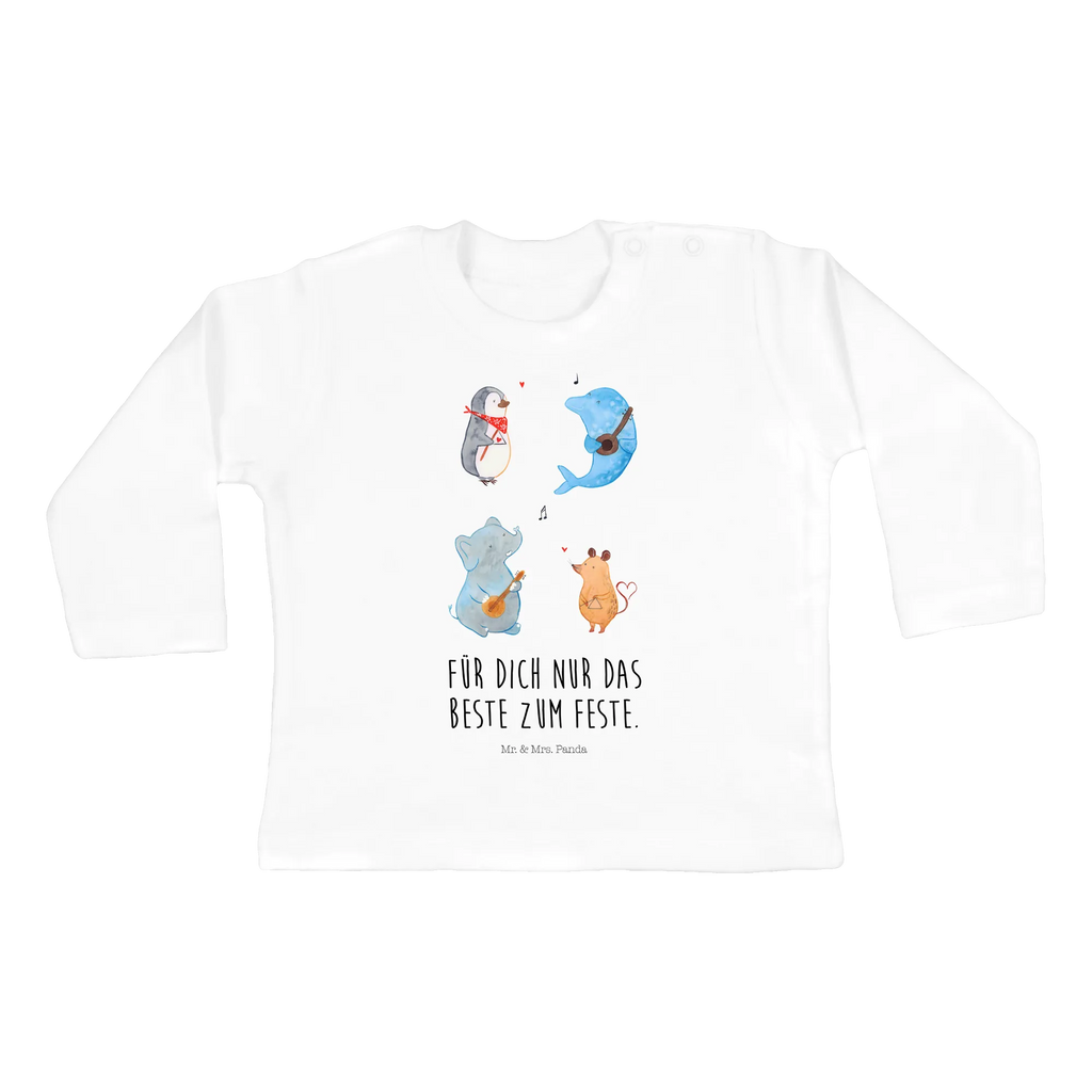 Baby Longsleeve Big Band Langarm, Baby Shower, Bio, Kleidung, Tiere, Gute Laune, Tiermotive, Lustige Sprüche, Musik, Gitarre, Triangel, Delfin, Hund, Maus, Musikanten, Band, Pinguin, Elefant