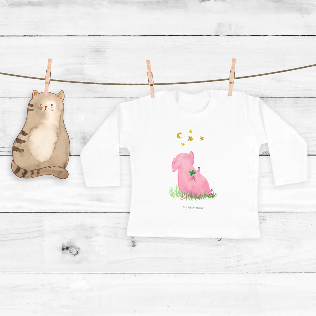 Baby Longsleeve Glücksschwein Kleidung, Mädchen, Baby, Langarm, Bio, Jungen, Tiermotive, Gute Laune, lustige Sprüche, Tiere, Glücksschwein. Glück, Sernchen, Glücksbringer, Sterne, Schweinchen, Ziele, Träume, Motivation, Schwein