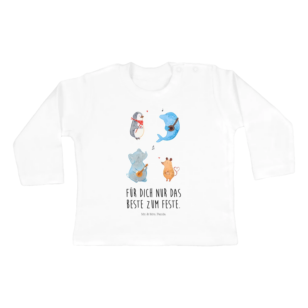 Baby Longsleeve Big Band Langarm, Baby Shower, Bio, Kleidung, Tiere, Gute Laune, Tiermotive, Lustige Sprüche, Musik, Gitarre, Triangel, Delfin, Hund, Maus, Musikanten, Band, Pinguin, Elefant