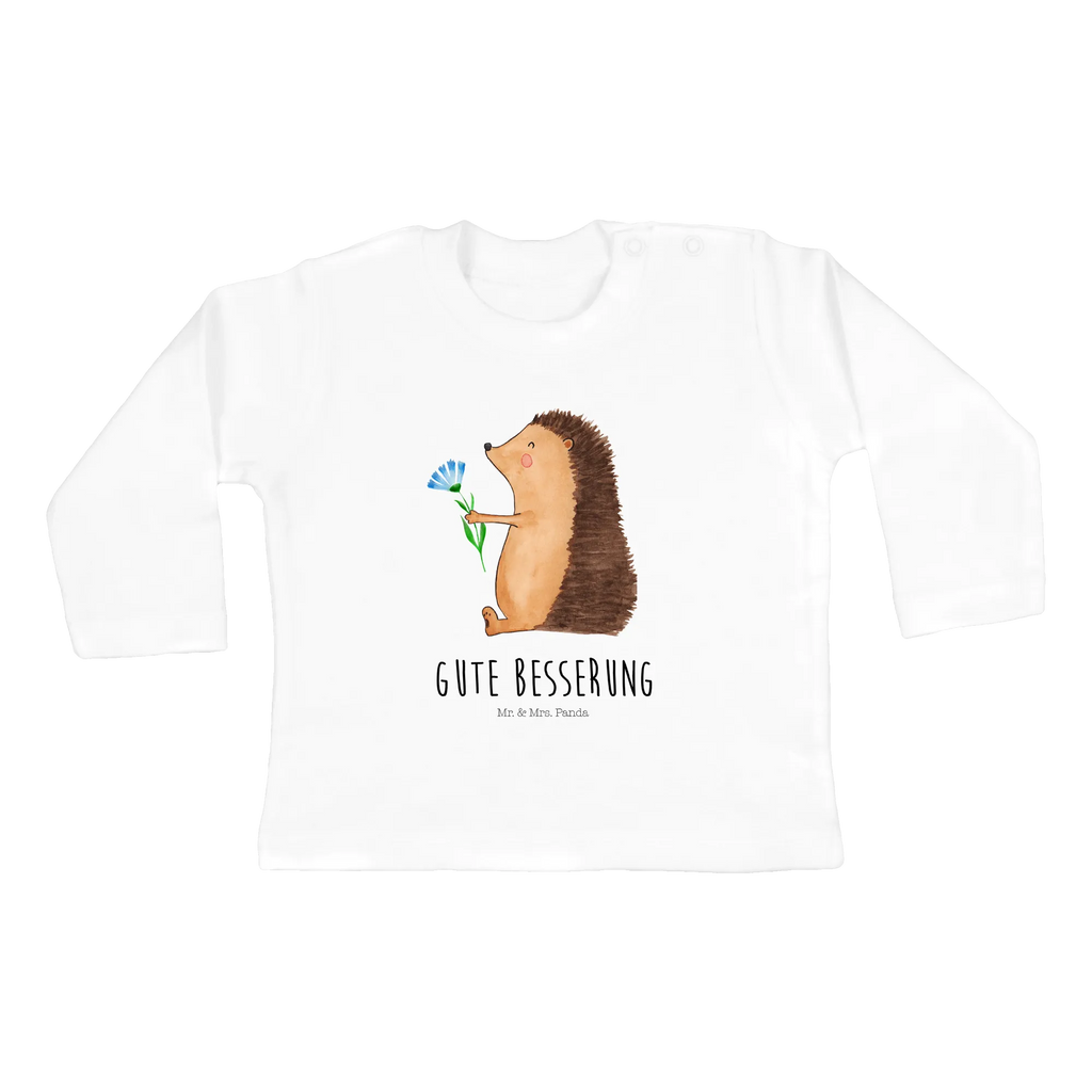 Baby Longsleeve Igel mit Blume Baby Shower, Bio, Langarm, Kleidung, Tiere, Gute Laune, Tiermotive, Lustige Sprüche, Igel, Krankheit, Genesungswünsche, krank, Krankenhaus, Gute Besserung, Besuch