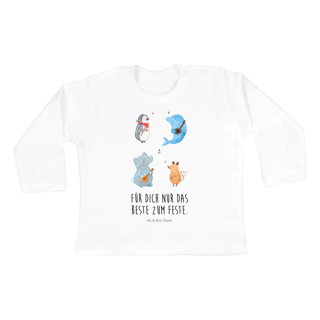 Baby Longsleeve Big Band Langarm, Baby Shower, Bio, Kleidung, Tiere, Gute Laune, Tiermotive, Lustige Sprüche, Musik, Gitarre, Triangel, Delfin, Hund, Maus, Musikanten, Band, Pinguin, Elefant