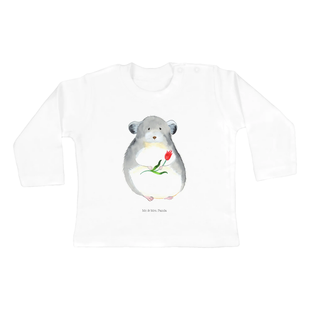 Baby Longsleeve Chinchilla mit Blume Kleidung, Langarm, Bio, Baby Shower, Tiere, Gute Laune, Tiermotive, Lustige Sprüche, Büroalltag, Liebeskummer, Chinchillas, Chaos, traurig sein, Chinchilla, Kummer, Depressionen, Glücklichsein, Büro