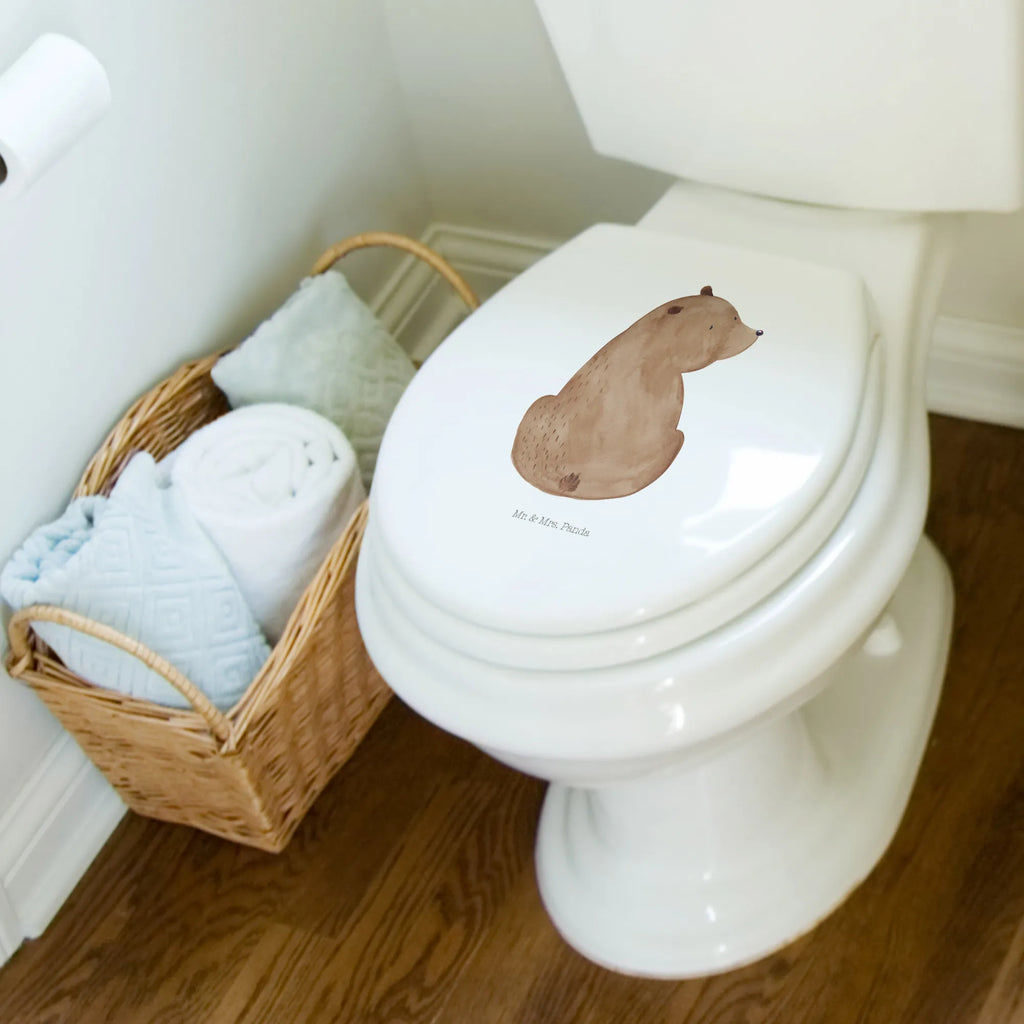Motiv WC Sitz Bär Schulterblick WC-Sitz, Klobrille, Toilette, Toilettendeckel, Klodeckel, Bär, Teddy, Teddybär, Bärenliebe, Bären, Weisheit, Weltansicht, Motivation, Selbstachtung