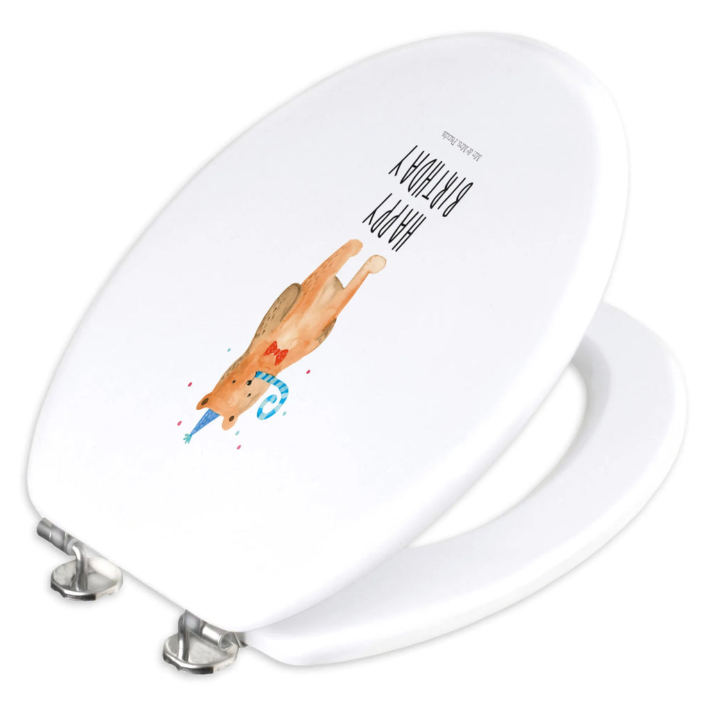 Motif toilet seat bear Birthday wood, toilet seat, toilet, toilet cover, toilet lid, bear, teddy, teddy bear, cuddly toy, Happy birthday