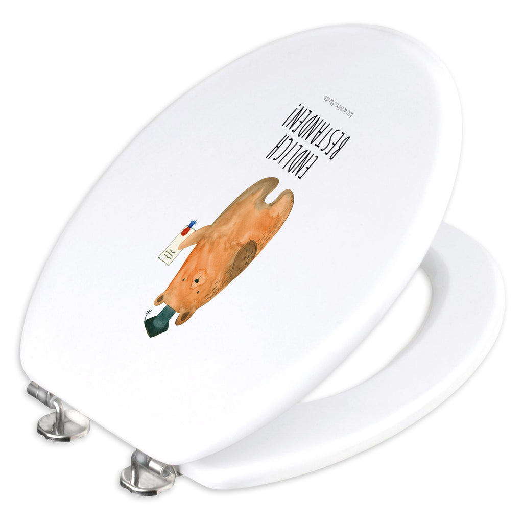 Motiv WC Sitz Bär Prüfung Klodeckel, WC-Sitz, Klobrille, Toilettendeckel, Toilette, Bär, Teddy, Teddybär, Prüfung bestanden, Prüfungen, Zeugnis, Abitur, Abschluss, Abschlusszeugnis