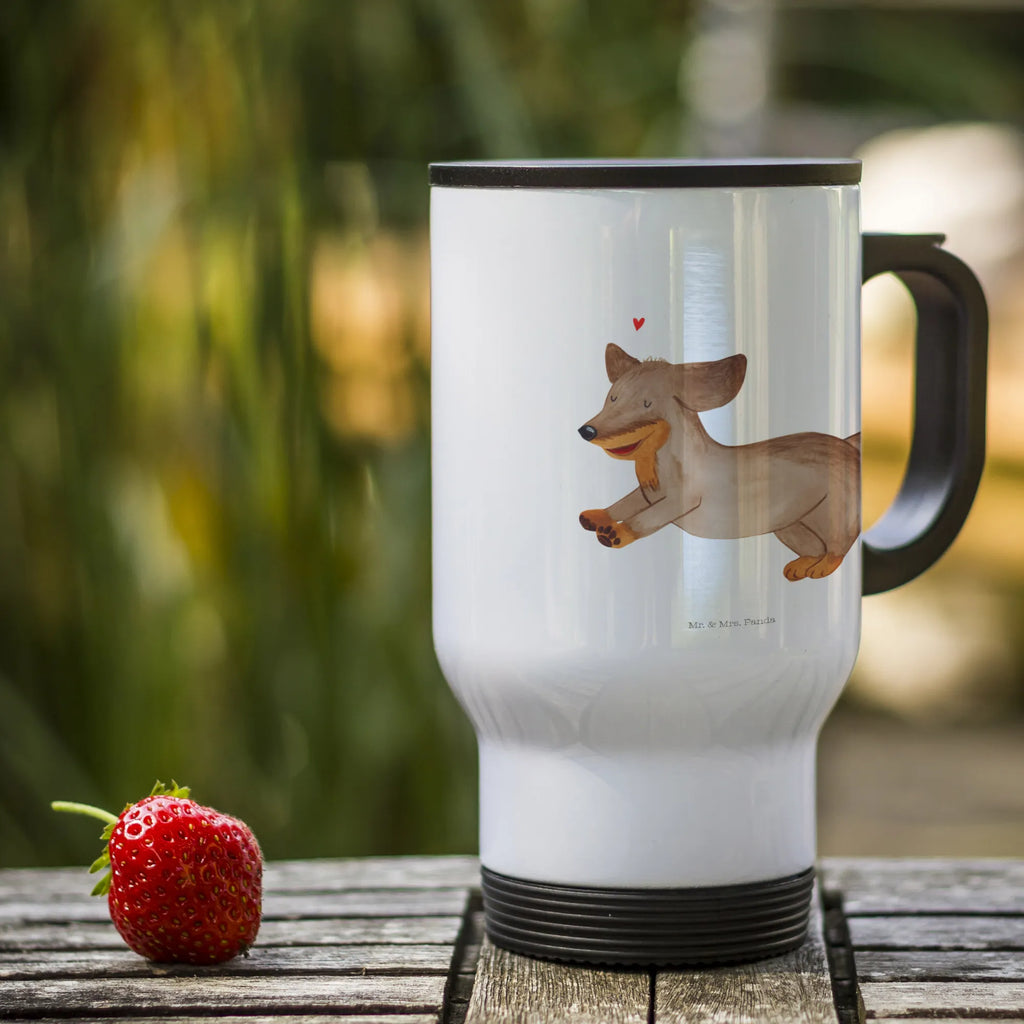 Thermobecher Hund Dackel, Herz, Braun, Dachshund, Thermosbecher, Süß
