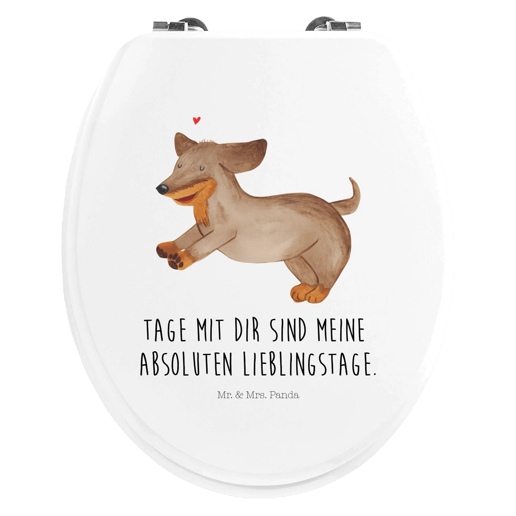 Motiv WC Sitz Hund Dackel fröhlich WC-Sitz, Klodeckel, Toilettendeckel, Klobrille, Toilette, Hund, Hundemotiv, Haustier, Hunderasse, Tierliebhaber, Hundebesitzer, Sprüche, Dachshund, Hunde, Dackel, happy dog