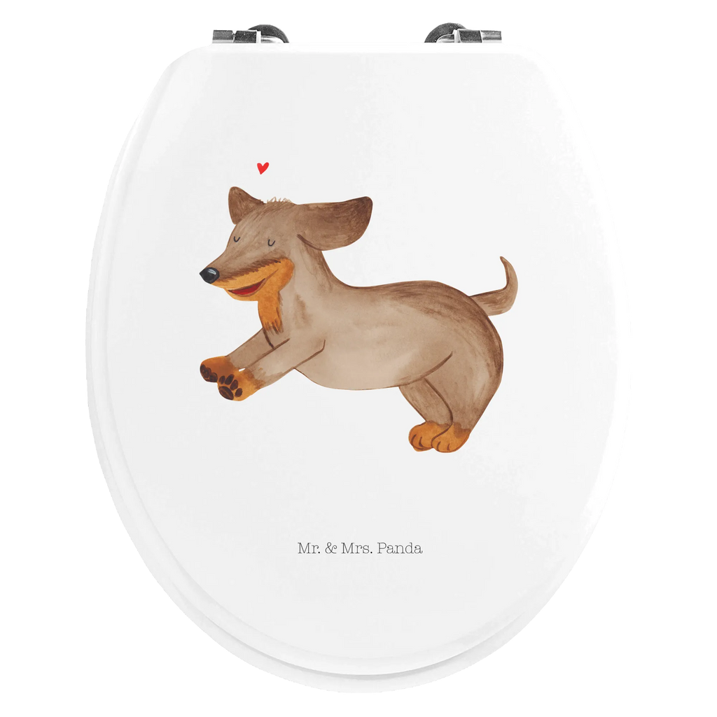 Motiv WC Sitz Hund Dackel fröhlich WC-Sitz, Klodeckel, Toilettendeckel, Klobrille, Toilette, Hund, Hundemotiv, Haustier, Hunderasse, Tierliebhaber, Hundebesitzer, Sprüche, Dachshund, Hunde, Dackel, happy dog