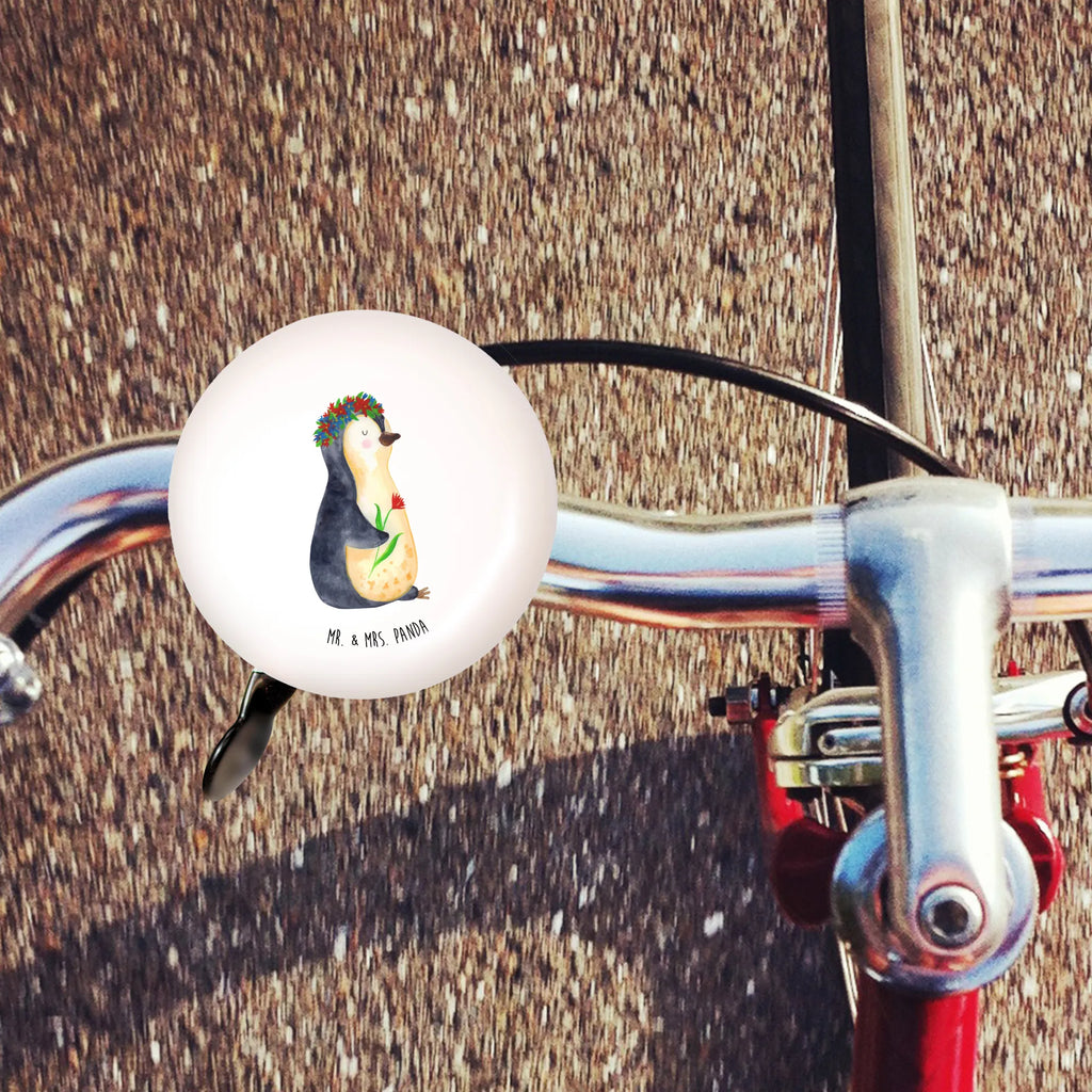 Bicycle bell Penguin Flower mountain bike, sound, handlebar, motif, bicycle bell, Penguin, North Pole, Winter, Penguins, penguins, goals, goals in life, gift idea, universe, wishes, life, love of life, motivation, wreath of flowers, lovesickness