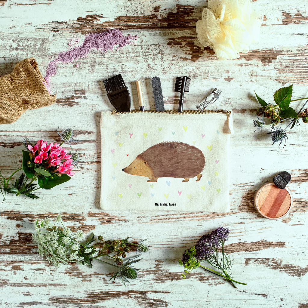 Make-up bag Hedgehog hearts small animals, cute, funny, cute animal motives, hand drawn, small world, funny sayings, good mood, happy, gifts, gift ideas, special gifts, animal lover, card, hedgehog, life, trust, kiss, heart, hearts, Love