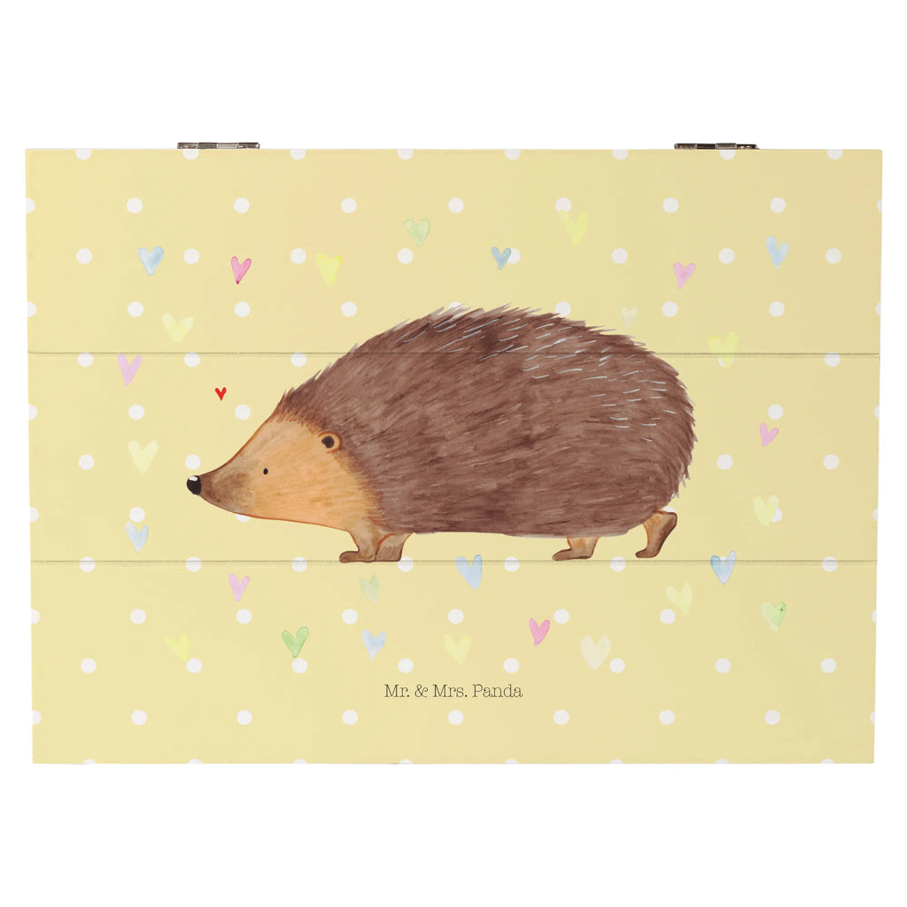 Holzkiste Igel Herzen Dekokiste, Truhe, Schatzkiste, Geschenkbox, Schatulle, Kiste, Erinnerungskiste, Aufbewahrungsbox, XXL, Erinnerungsbox, Holzkiste, Geschenkdose, Tiermotive, Gute Laune, lustige Sprüche, Tiere, Kuss, Herz, Vertrauen, Herzen, Igel, Liebe, Leben