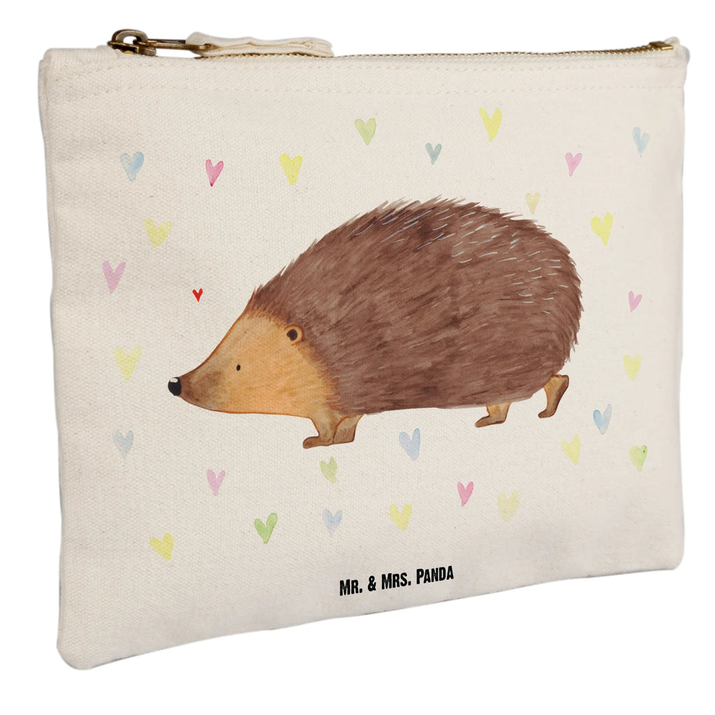 Make-up bag Hedgehog hearts small animals, cute, funny, cute animal motives, hand drawn, small world, funny sayings, good mood, happy, gifts, gift ideas, special gifts, animal lover, card, hedgehog, life, trust, kiss, heart, hearts, Love
