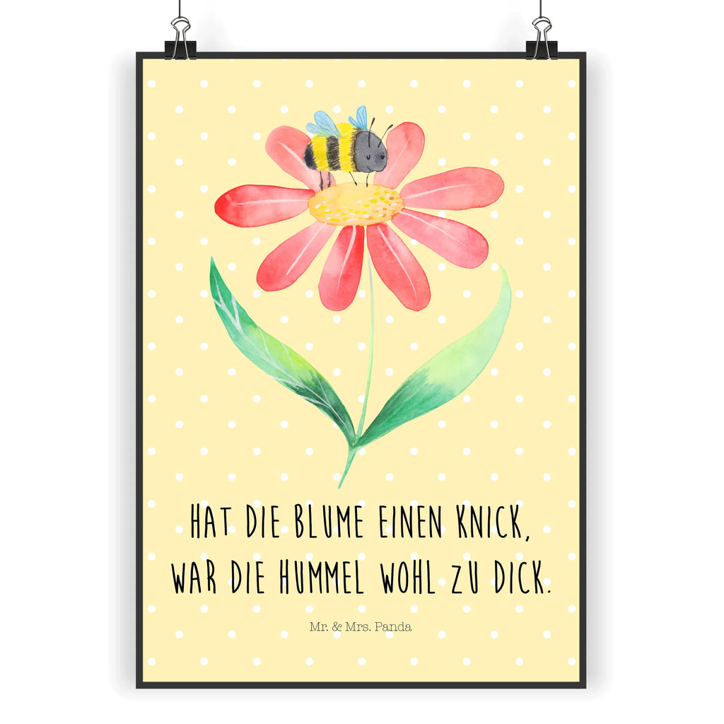 Poster Hummel Blume Posterdruck, Bild, Wandposter, Kinderposter, Kunstdruck, Wanddeko Bild, Wanddekoration, Mr. & Mrs. Panda Poster, Raumdekoration, Designposter, Handgemaltes Poster, Poster, Küchenposter, Wanddeko, Tiermotive, Gute Laune, lustige Sprüche, Tiere, Blume, Flauschig, Hummeln, Feld, Natur, Hummel, Biene, Wespe