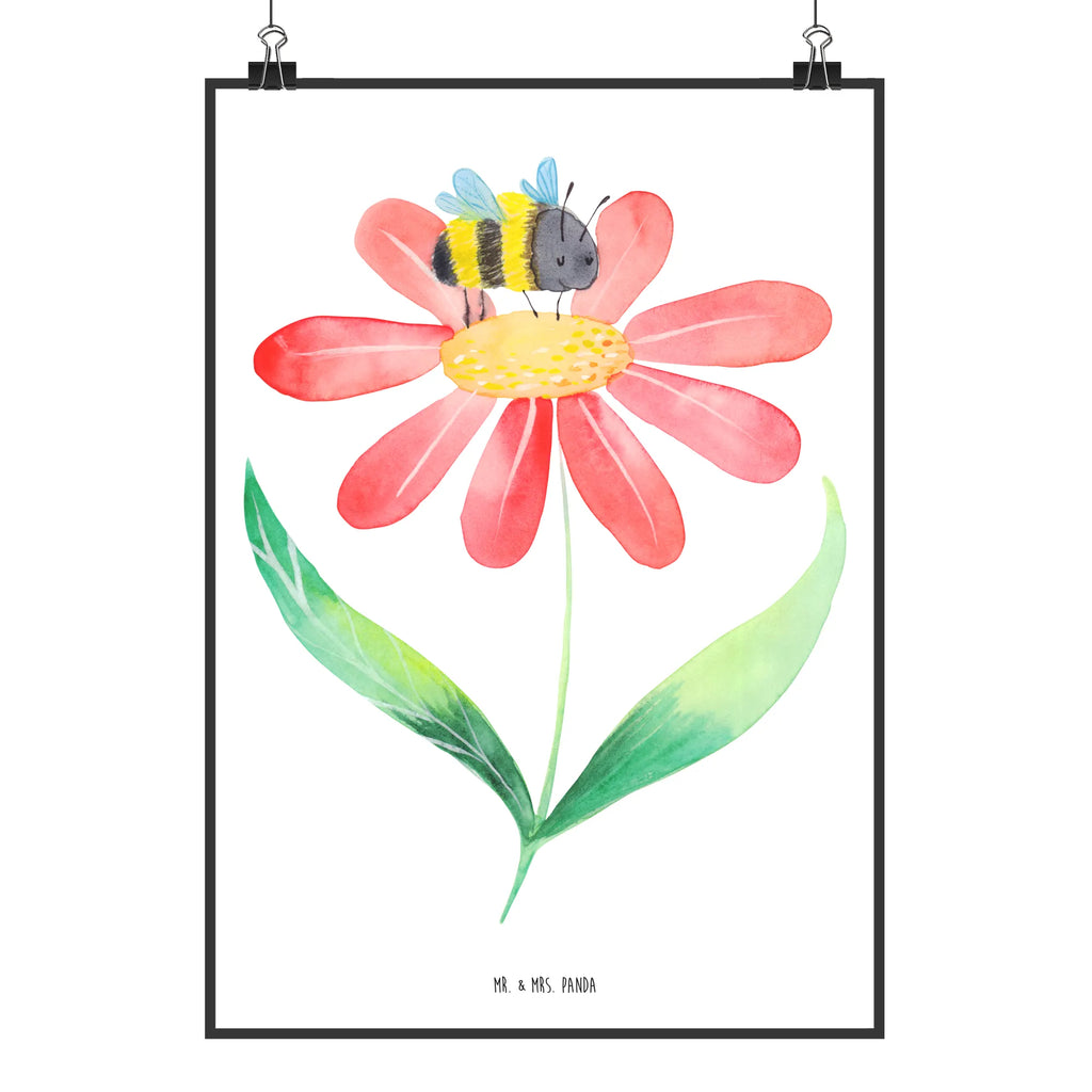 Poster Hummel Blume Posterdruck, Bild, Wandposter, Kinderposter, Kunstdruck, Wanddeko Bild, Wanddekoration, Mr. & Mrs. Panda Poster, Raumdekoration, Designposter, Handgemaltes Poster, Poster, Küchenposter, Wanddeko, Tiermotive, Gute Laune, lustige Sprüche, Tiere, Blume, Flauschig, Hummeln, Feld, Natur, Hummel, Biene, Wespe
