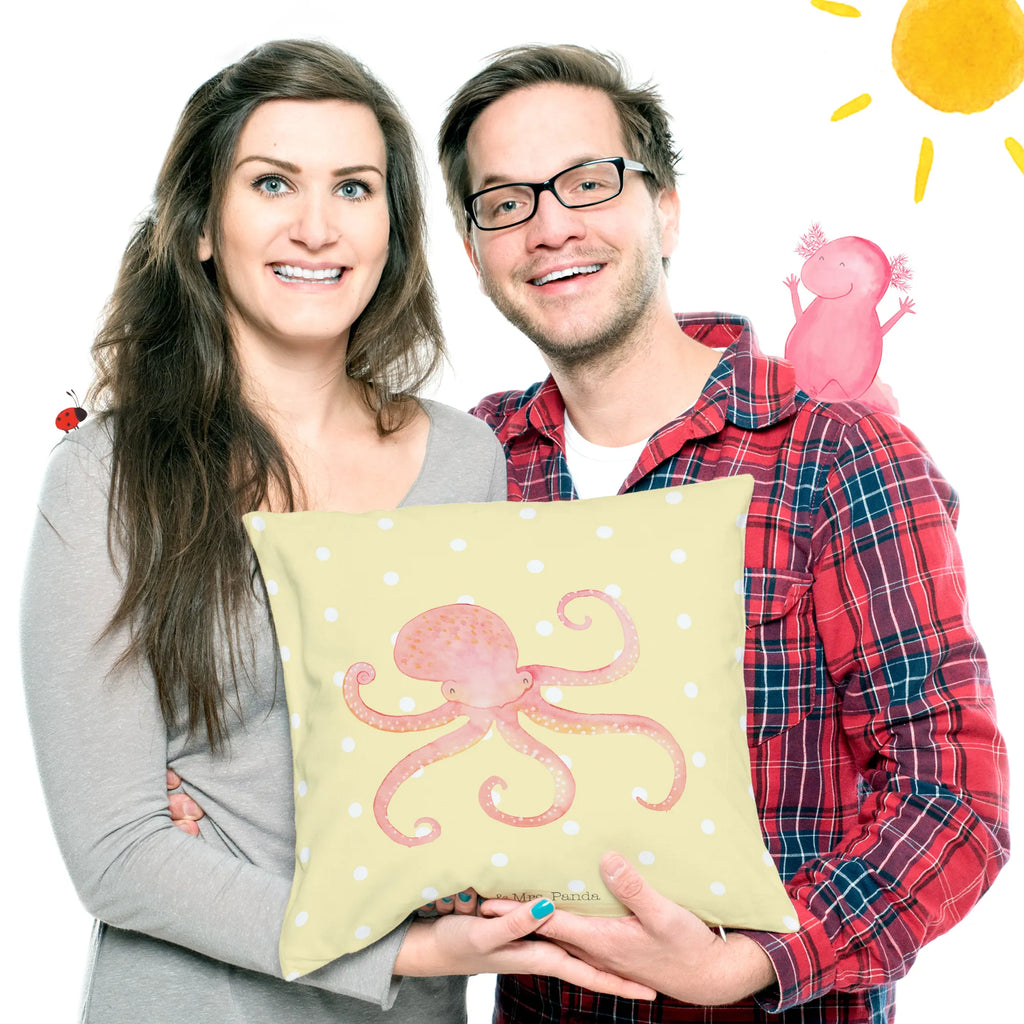 Cushion Squid 40 x 40, fluffy, couch, bed, sofa, bedroom, pad, Pillow, pillows, cushion, 40x40, soft, pillow case, settee, small animals, cute, funny, cute animal motives, hand drawn, small world, funny sayings, good mood, happy, gifts, gift ideas, special gifts, animal lover, card, squid, water, octopus, arms, sea animal, sea, ocean