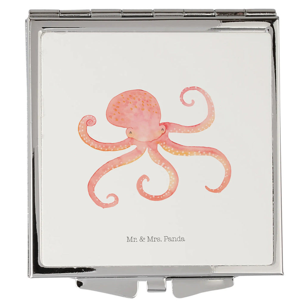 Handbag mirror Squid silver, make-up mirror, square, handbag, make up, mirror, small animals, cute, funny, cute animal motives, hand drawn, small world, funny sayings, good mood, happy, gifts, gift ideas, special gifts, animal lover, card, arms, ocean, sea animal, squid, octopus, water, sea