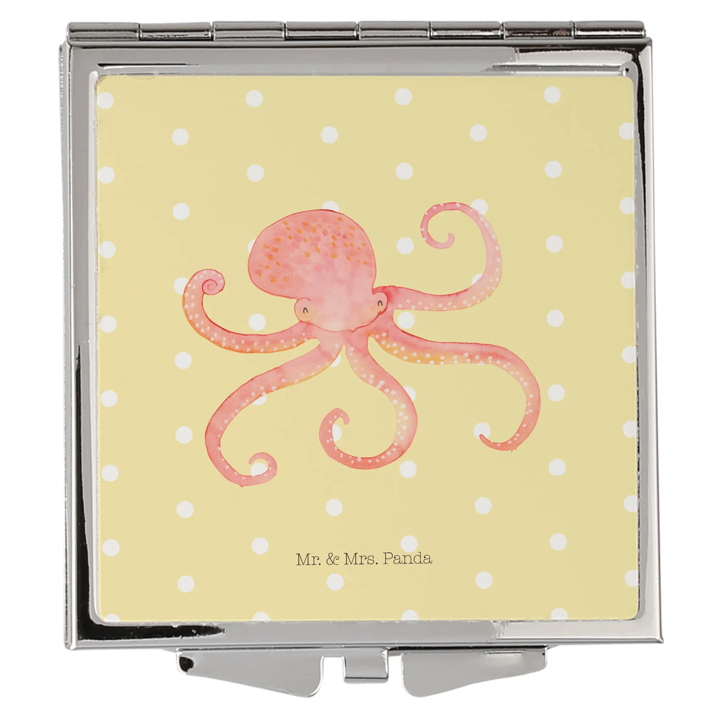 Handbag mirror Squid silver, make-up mirror, square, handbag, make up, mirror, small animals, cute, funny, cute animal motives, hand drawn, small world, funny sayings, good mood, happy, gifts, gift ideas, special gifts, animal lover, card, arms, ocean, sea animal, squid, octopus, water, sea