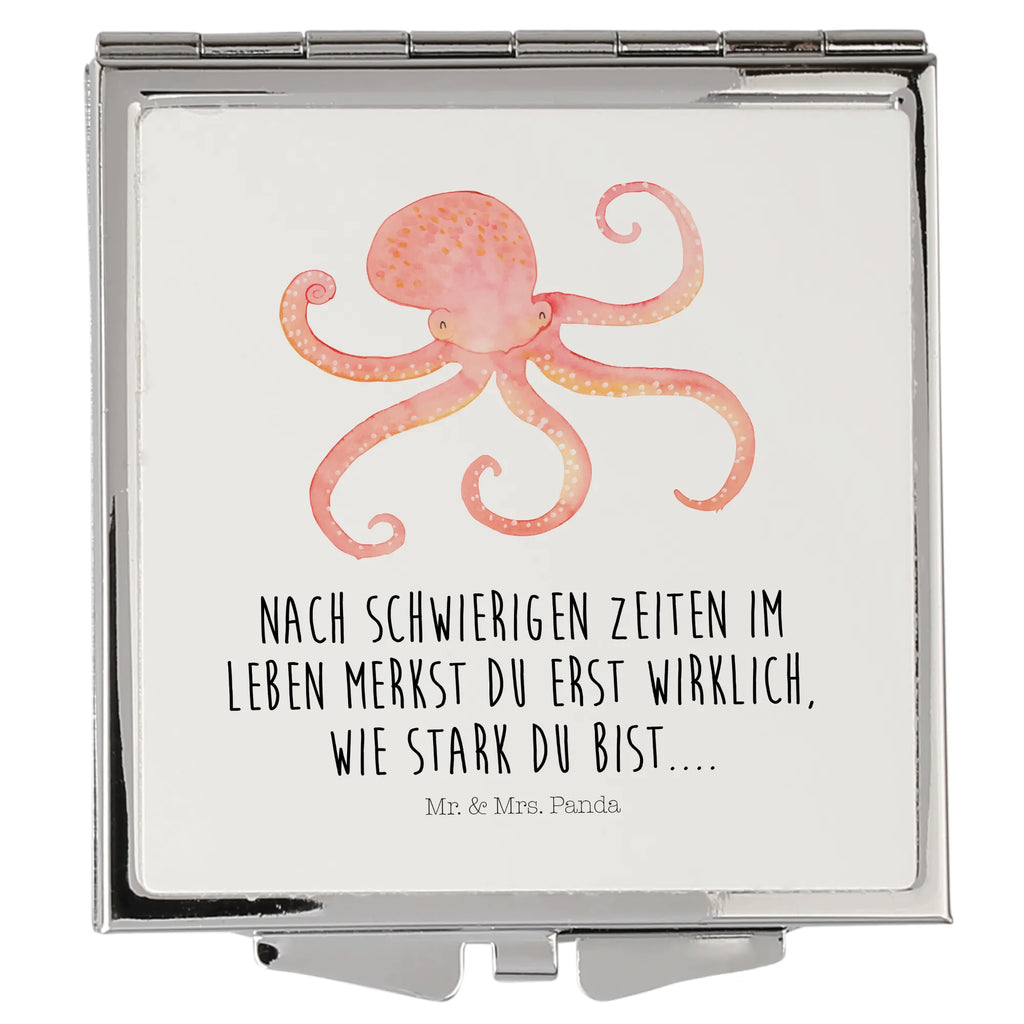 Handbag mirror Squid silver, make-up mirror, square, handbag, make up, mirror, small animals, cute, funny, cute animal motives, hand drawn, small world, funny sayings, good mood, happy, gifts, gift ideas, special gifts, animal lover, card, arms, ocean, sea animal, squid, octopus, water, sea
