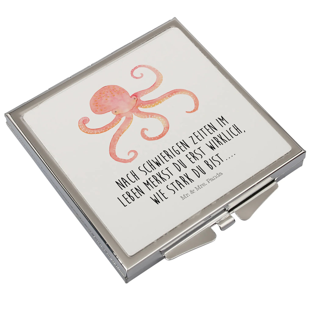 Handbag mirror Squid silver, make-up mirror, square, handbag, make up, mirror, small animals, cute, funny, cute animal motives, hand drawn, small world, funny sayings, good mood, happy, gifts, gift ideas, special gifts, animal lover, card, arms, ocean, sea animal, squid, octopus, water, sea