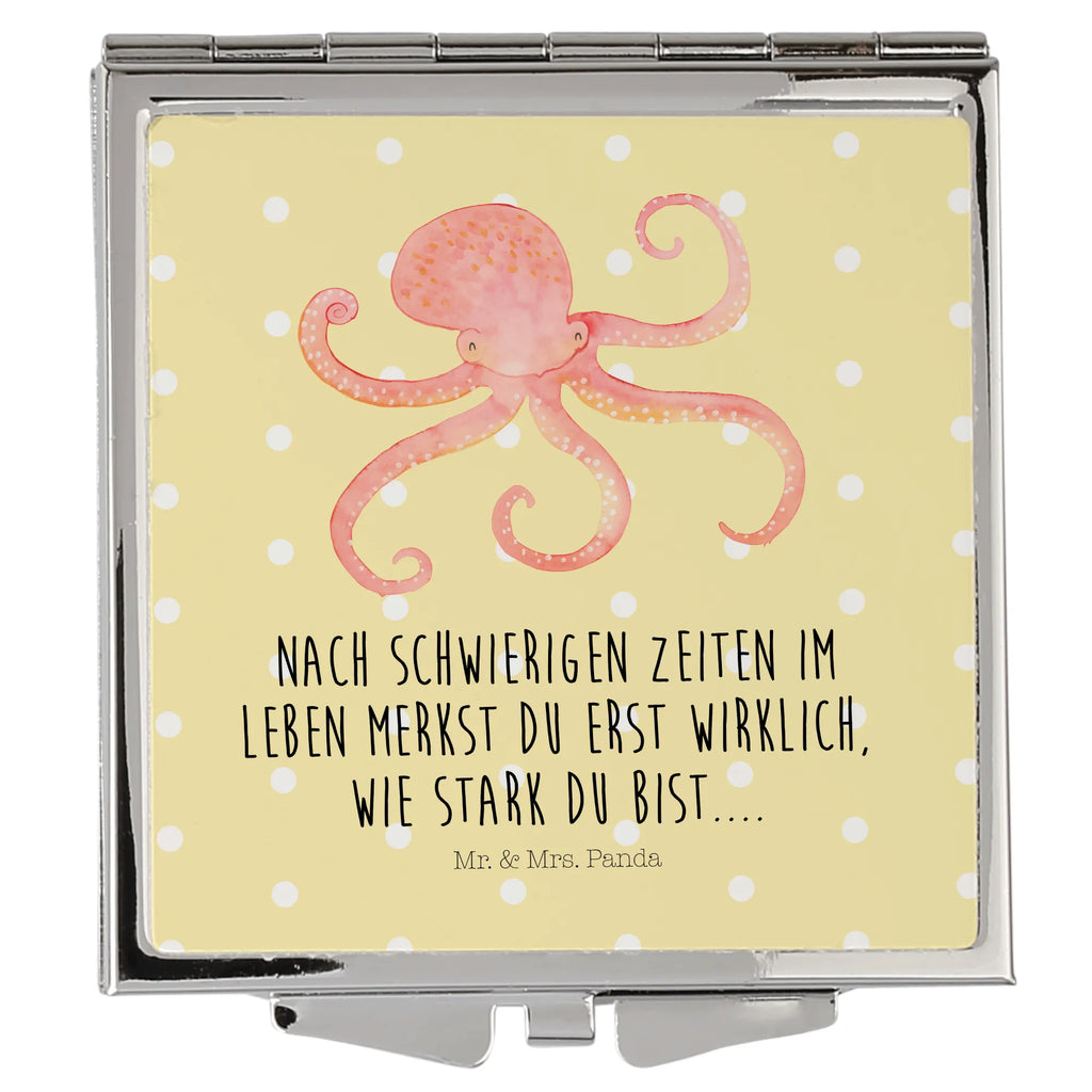 Handbag mirror Squid silver, make-up mirror, square, handbag, make up, mirror, small animals, cute, funny, cute animal motives, hand drawn, small world, funny sayings, good mood, happy, gifts, gift ideas, special gifts, animal lover, card, arms, ocean, sea animal, squid, octopus, water, sea